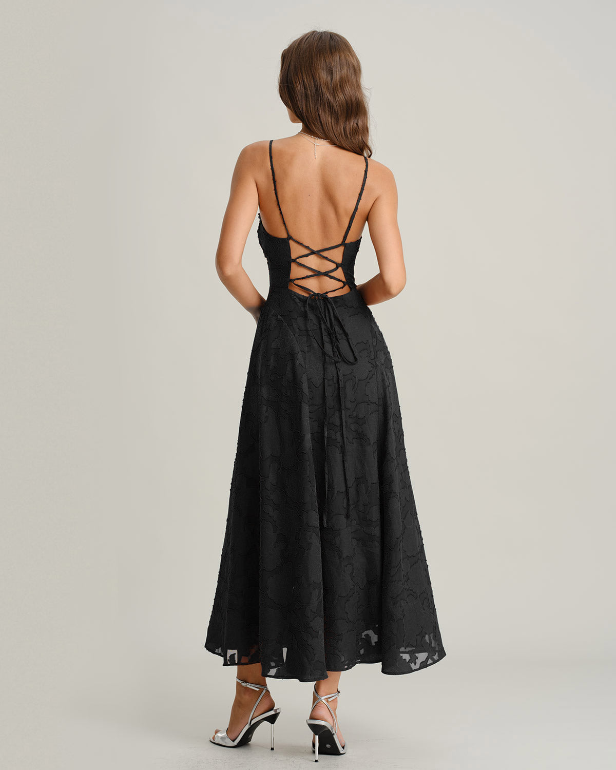 Trevory - White X Cross Jacquard Slip Maxi Dress