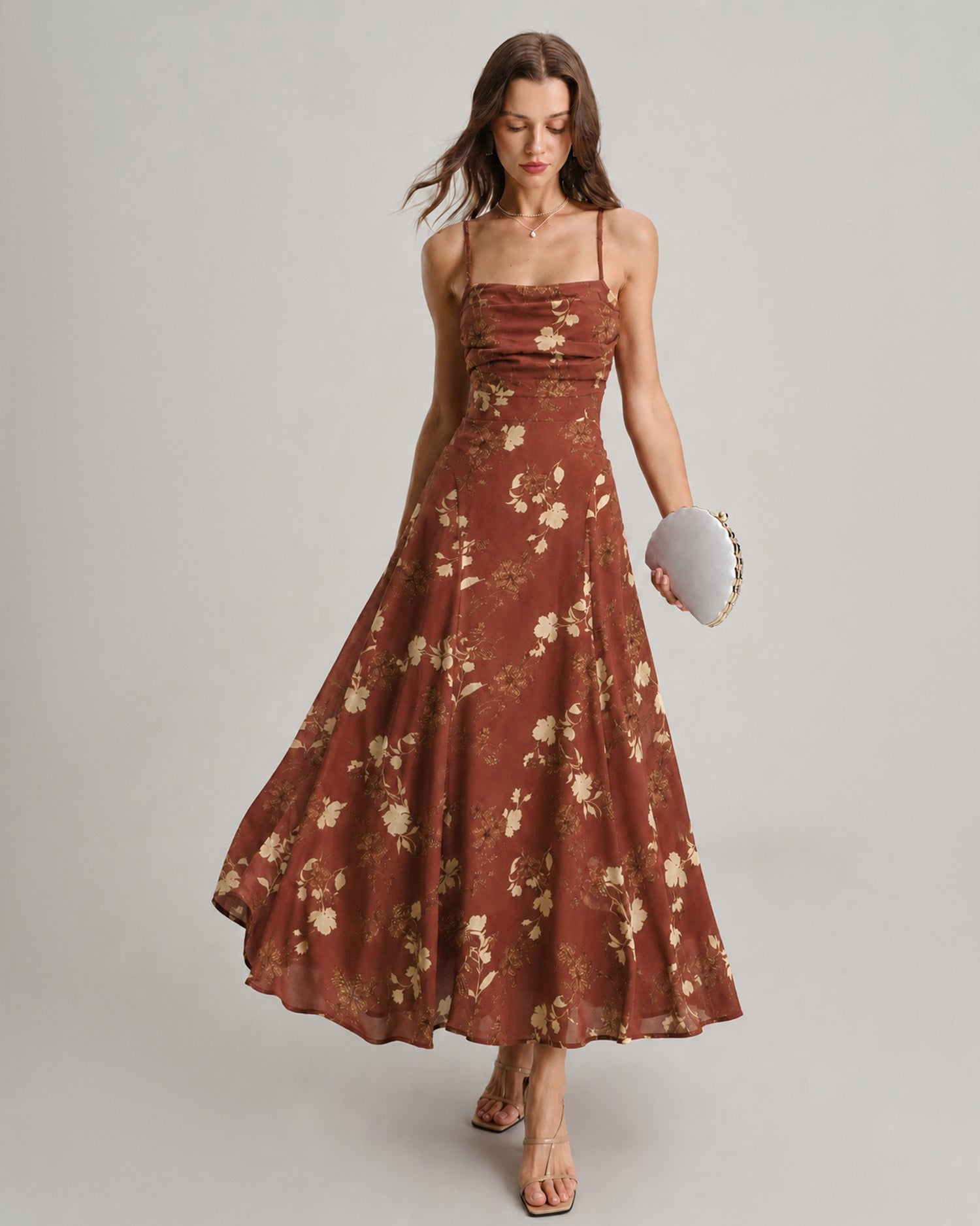 Trevory - White X Cross Jacquard Slip Maxi Dress