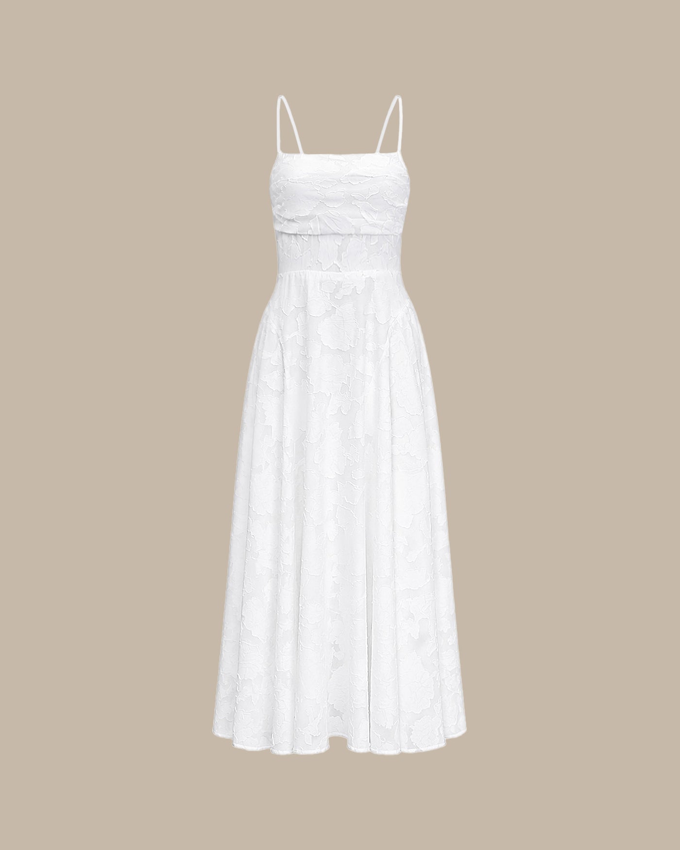 Trevory - White X Cross Jacquard Slip Maxi Dress