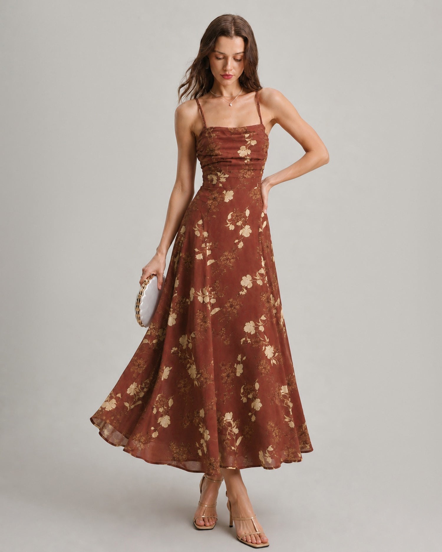 Trevory - White X Cross Jacquard Slip Maxi Dress